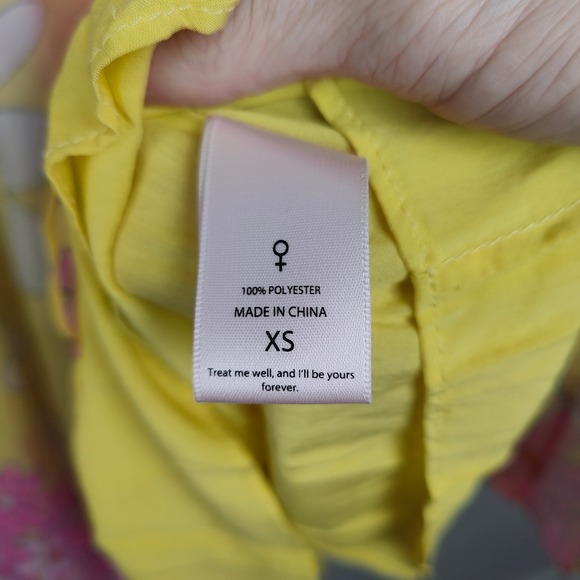 Selkie Corset Puff Dress Womens XS Yellow Pink Floral Mini Romantic Rococo Girly - Picture 8 of 10